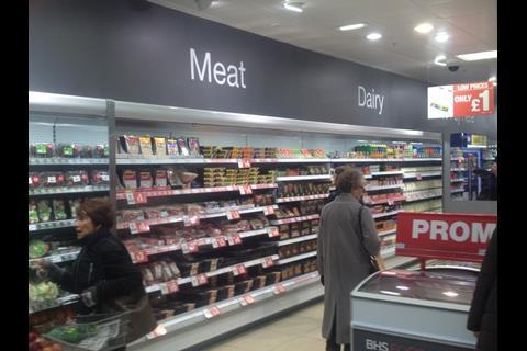 The meat and dairy sections at Bhs, Staines
